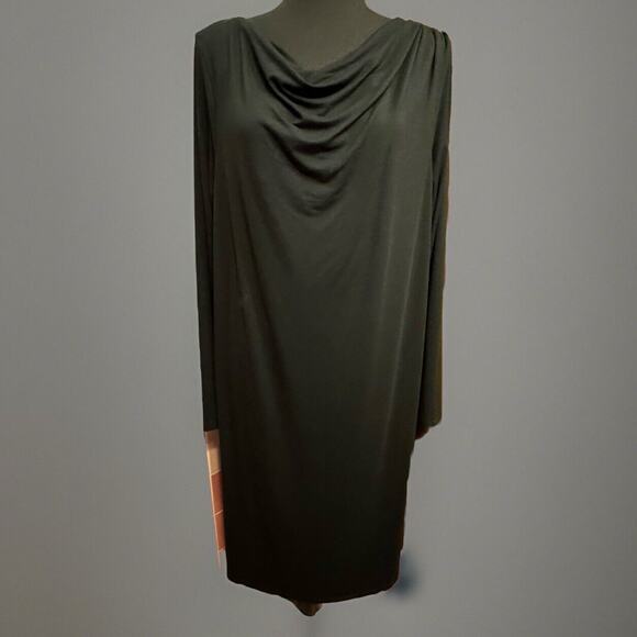 J. Jill Dresses & Skirts - J Jill Dress 1X Black Midi Lagenlook Drape Neck Minimalist Capsule Wardrobe